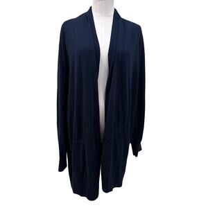 Lands’ End 3X Navy Blue Open Front Cardigan Plus Size 3X Cozy Timeless Everyday
